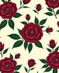 Deep Red Rose Botanical Pattern Rug