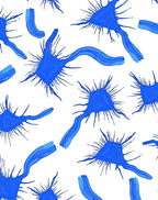 Abstract Blue Spiky Cell Pattern Rug