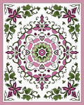 Floral Mandala With Pink And Green Accents Rug