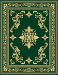 Emerald Green Golden Botanical Medallion Rug