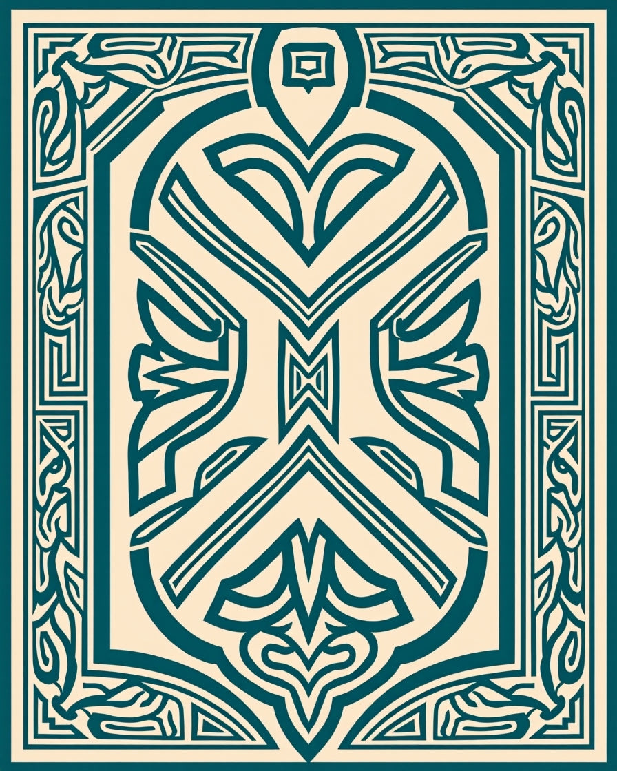 Intricate Teal Cream Ornamental Design Rug