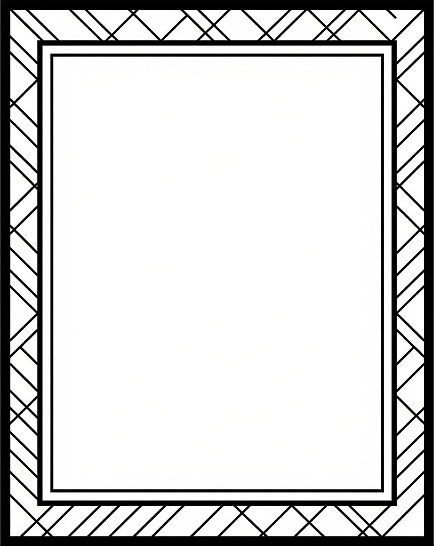 Art Deco Black White Geometric Border Rug