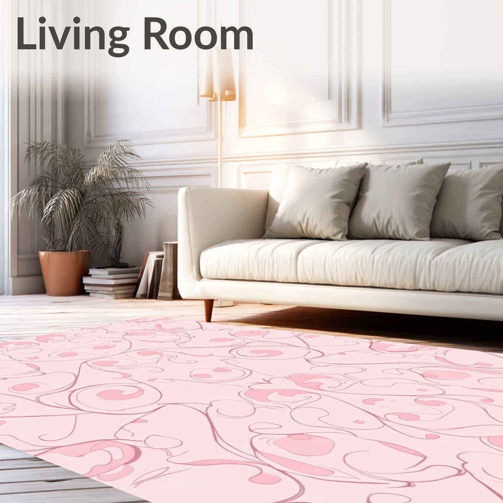 Pink Whimsical Swirl Pattern Design Rug