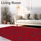 Rich Red Baroque Vine Pattern Rug