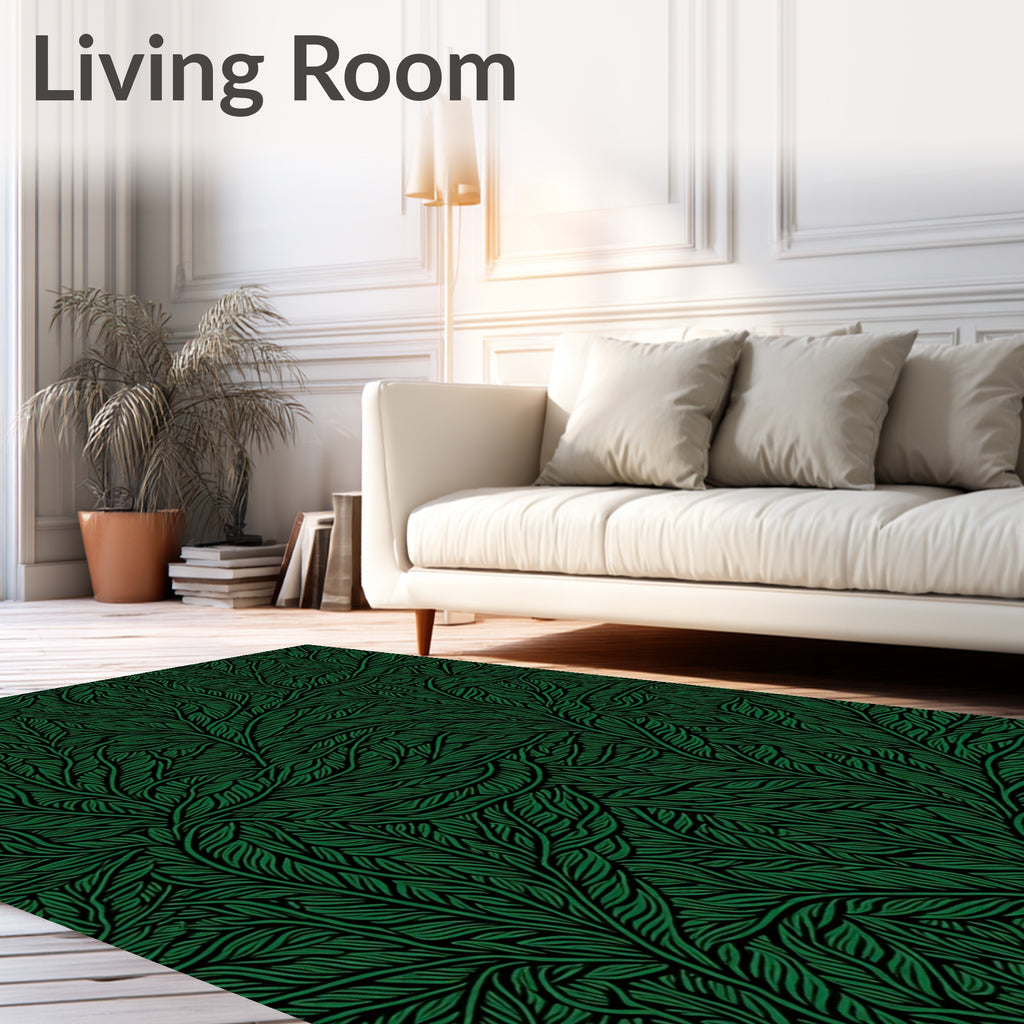 Deep Emerald Lush Foliage Organic Rug