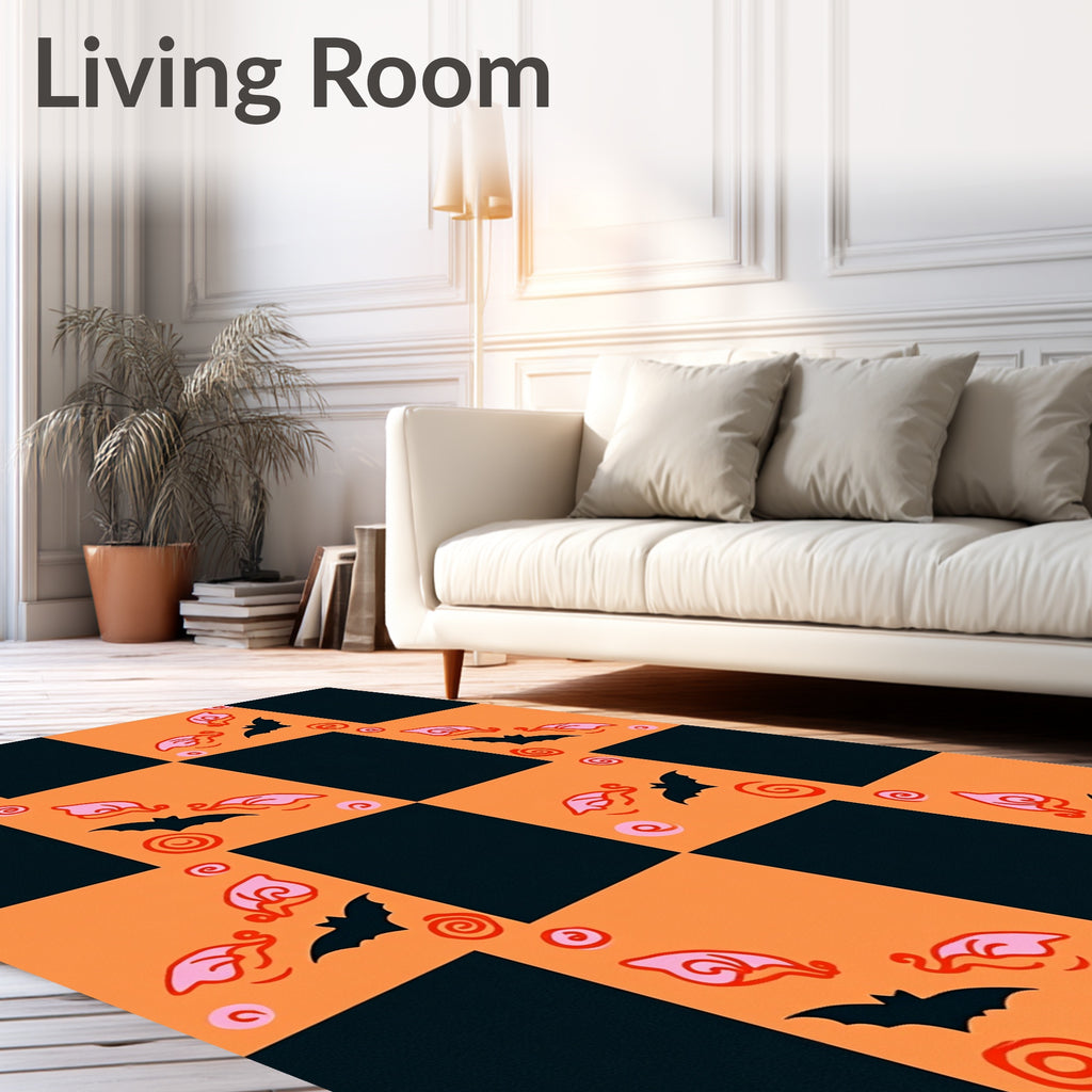 Whimsical Bats Swirls Pattern Rug