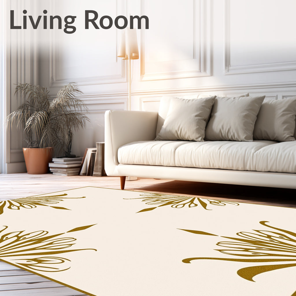 Golden Art Deco Fan Medallion Rug