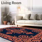 Ornate Red Orange Floral Pattern Rug
