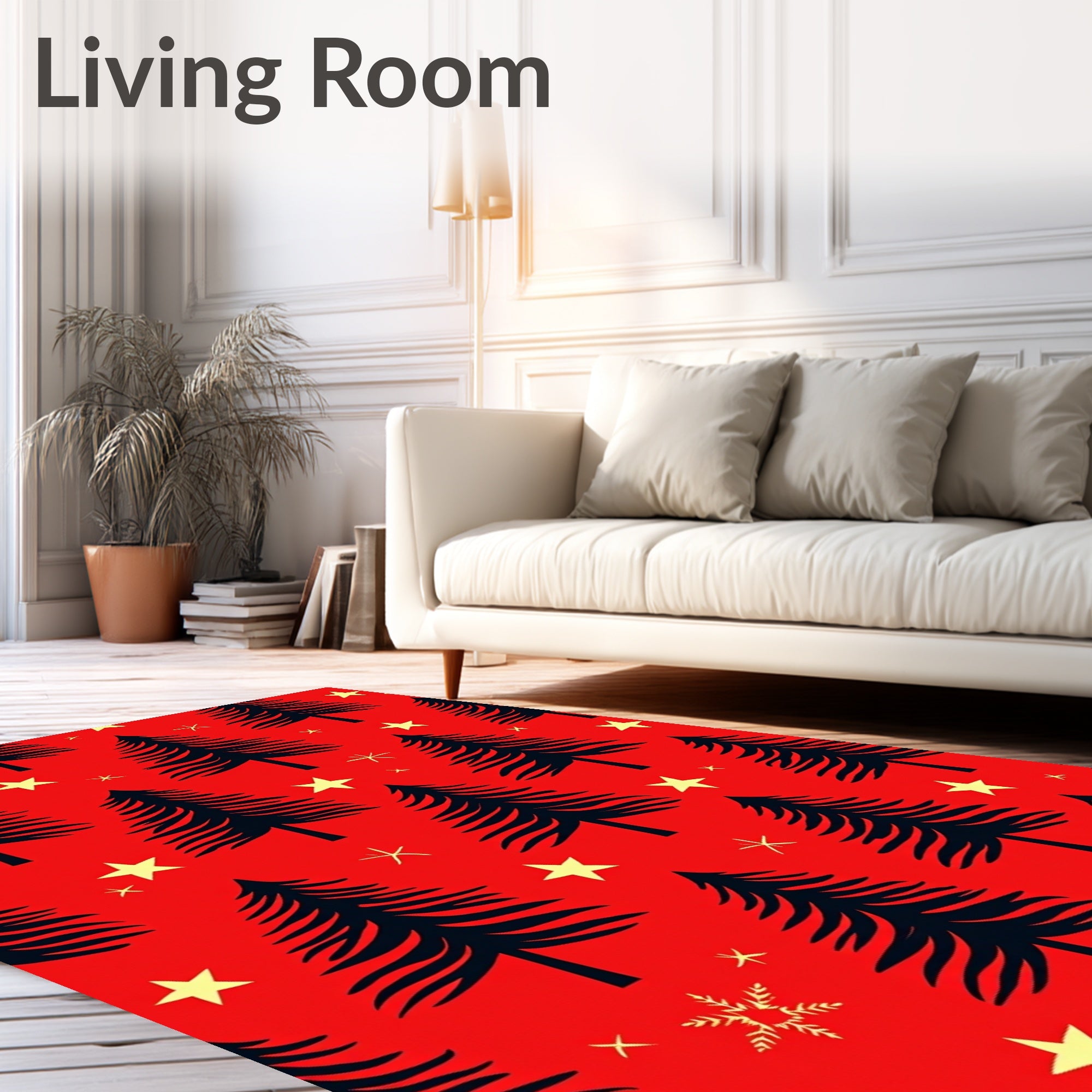 Festive Pine Tree Star Pattern Rug