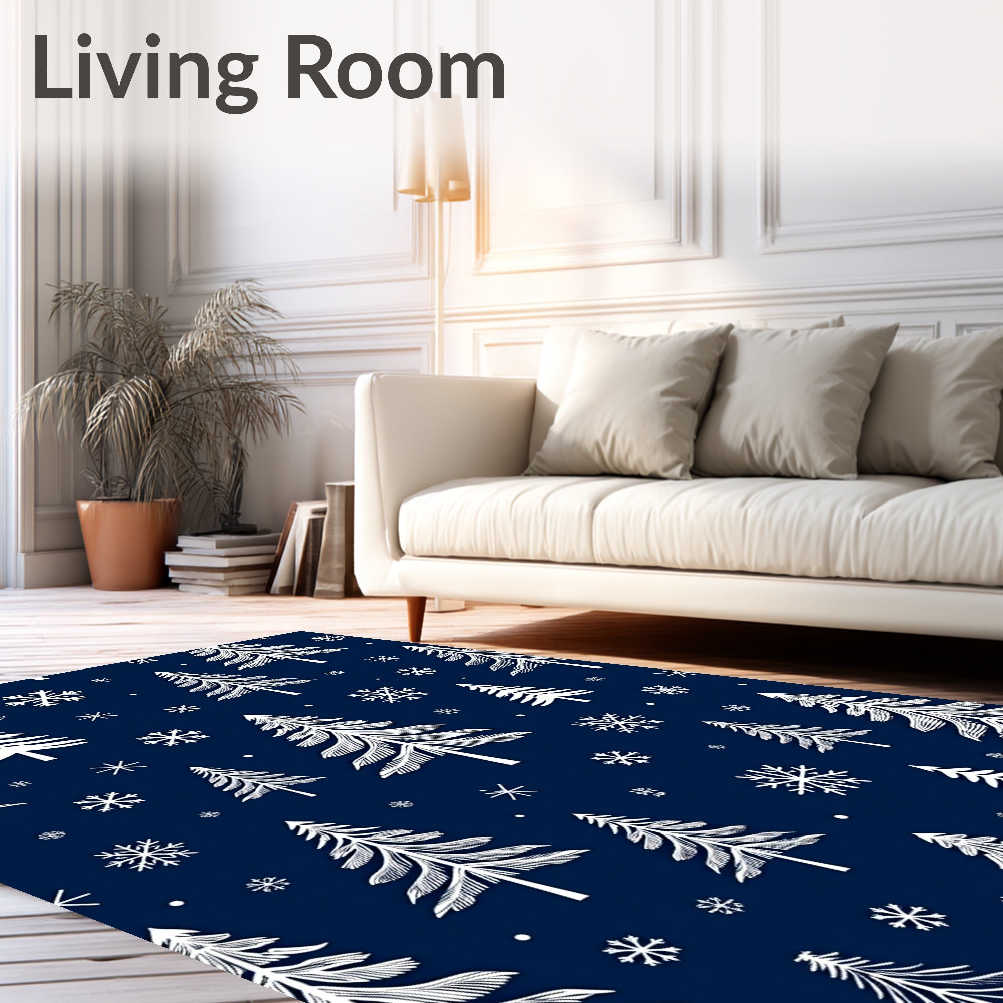 Winter Woodland Snowflake Pattern Rug