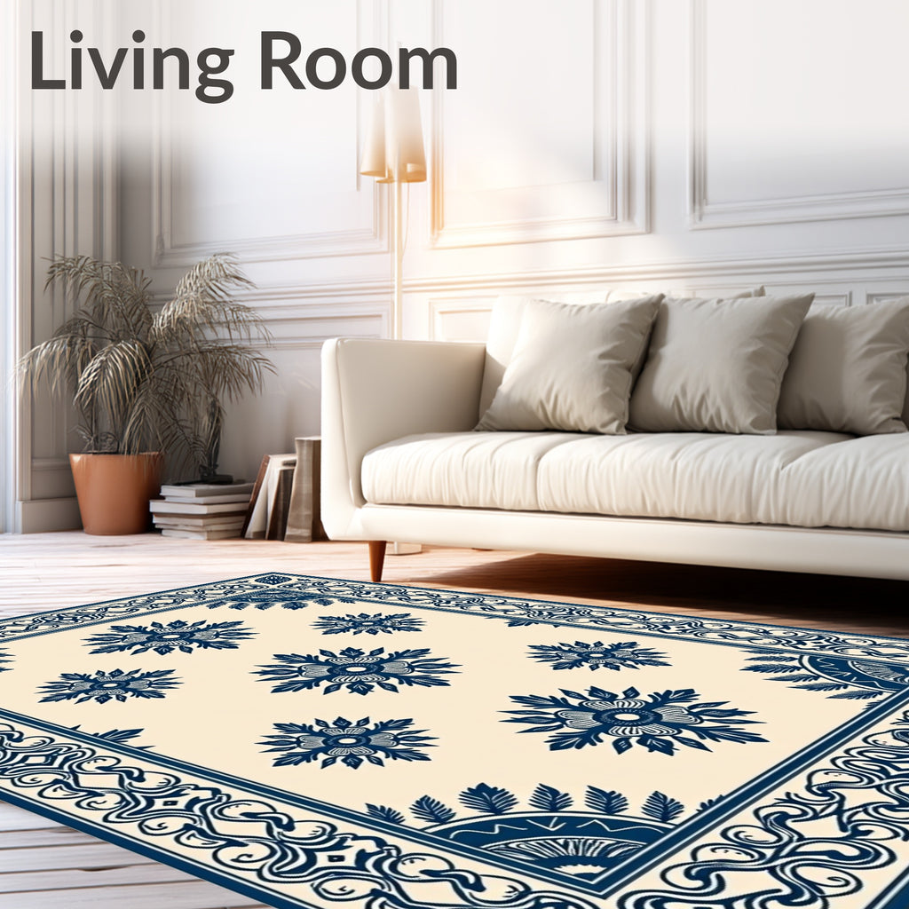 Classic Floral Scroll Border Design Rug