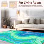 Abstract Wavy Blue Green Agate Design Rug