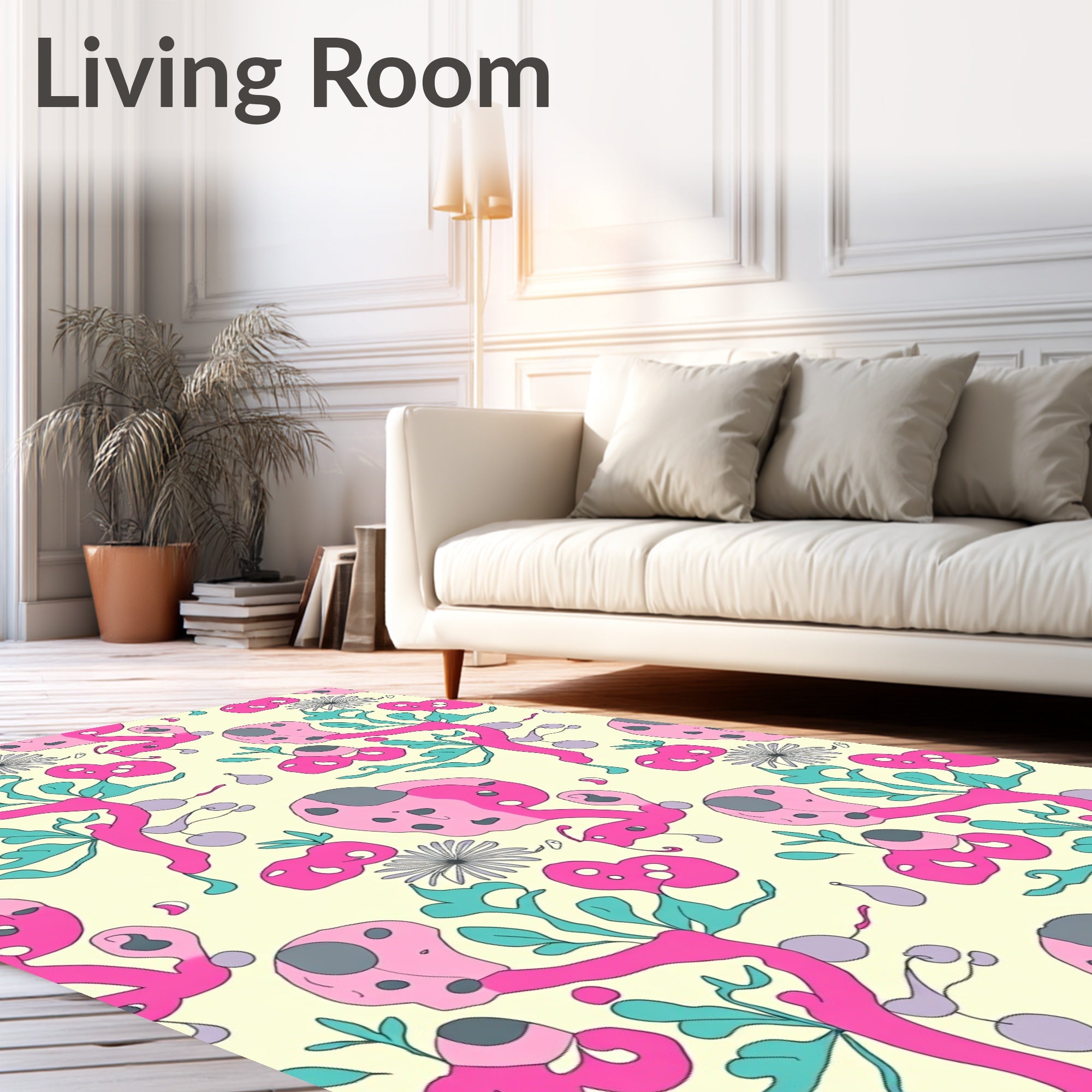 Whimsical Pink And Teal Abstract Pattern Rug
