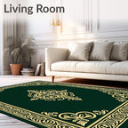 Emerald Gold Ornate Medallion Frame Rug