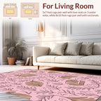 Whimsical Botanical Sketch Pink Rug