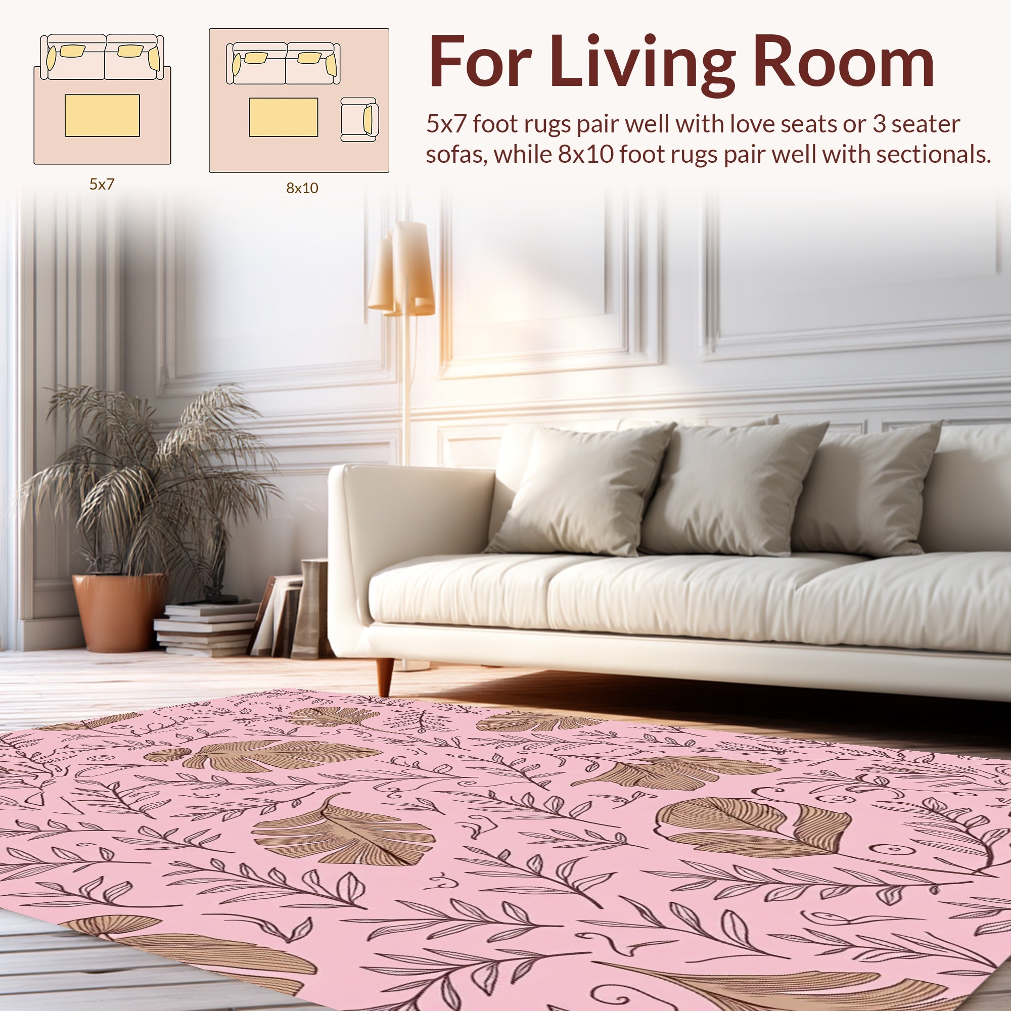 Whimsical Botanical Sketch Pink Rug