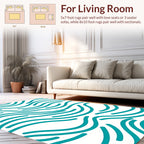 Teal Wavy Line Pattern Rug