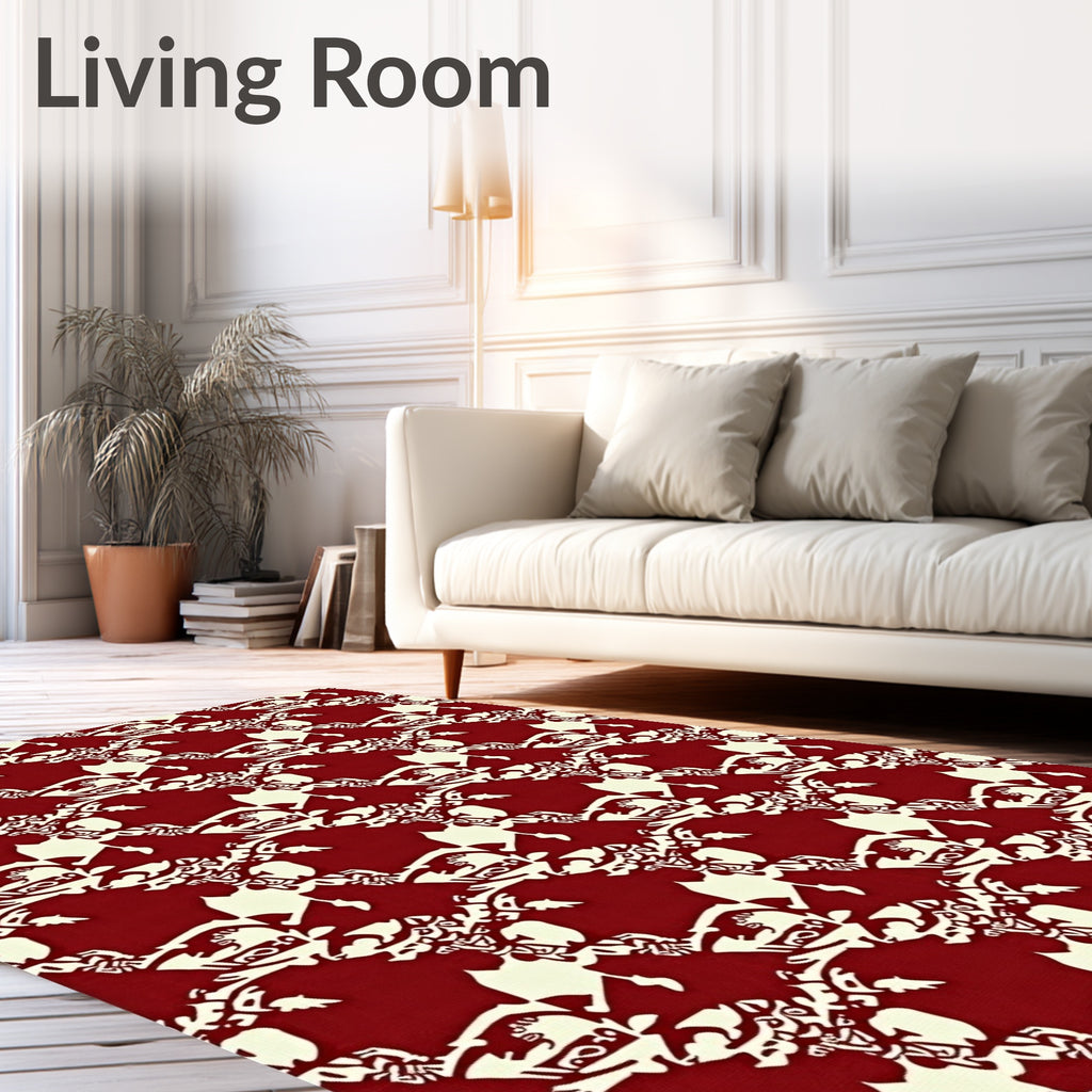 Cultural Red Cream Geometric Repeat Rug