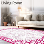 Floral Swirls Bordered Design Rug