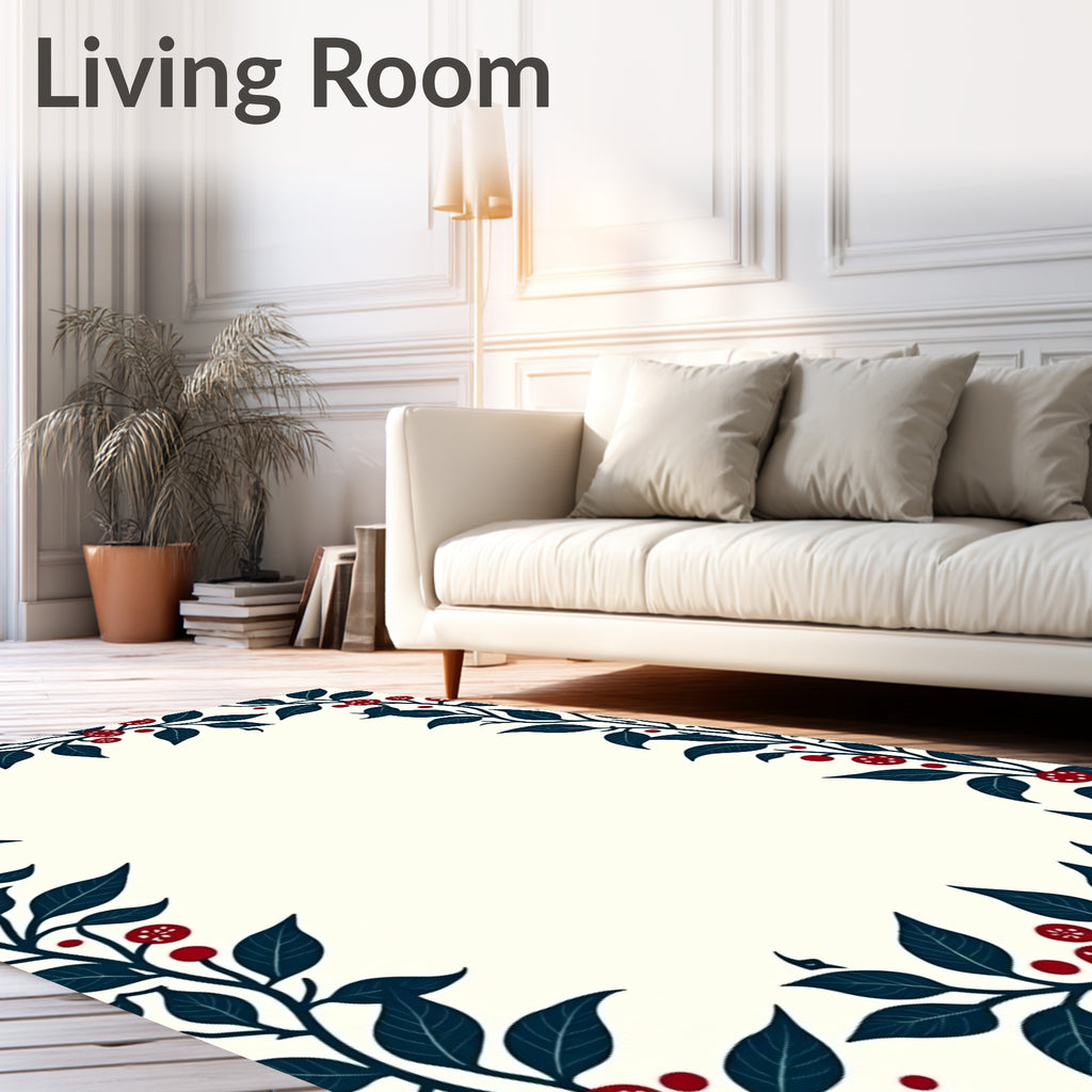 Crimson Berry Vine Border Rug
