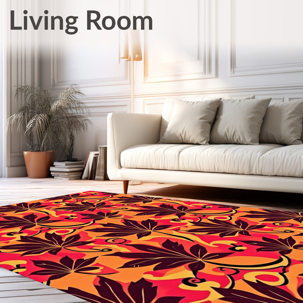 Vivid Leaf Inspired Abstract Pattern Rug