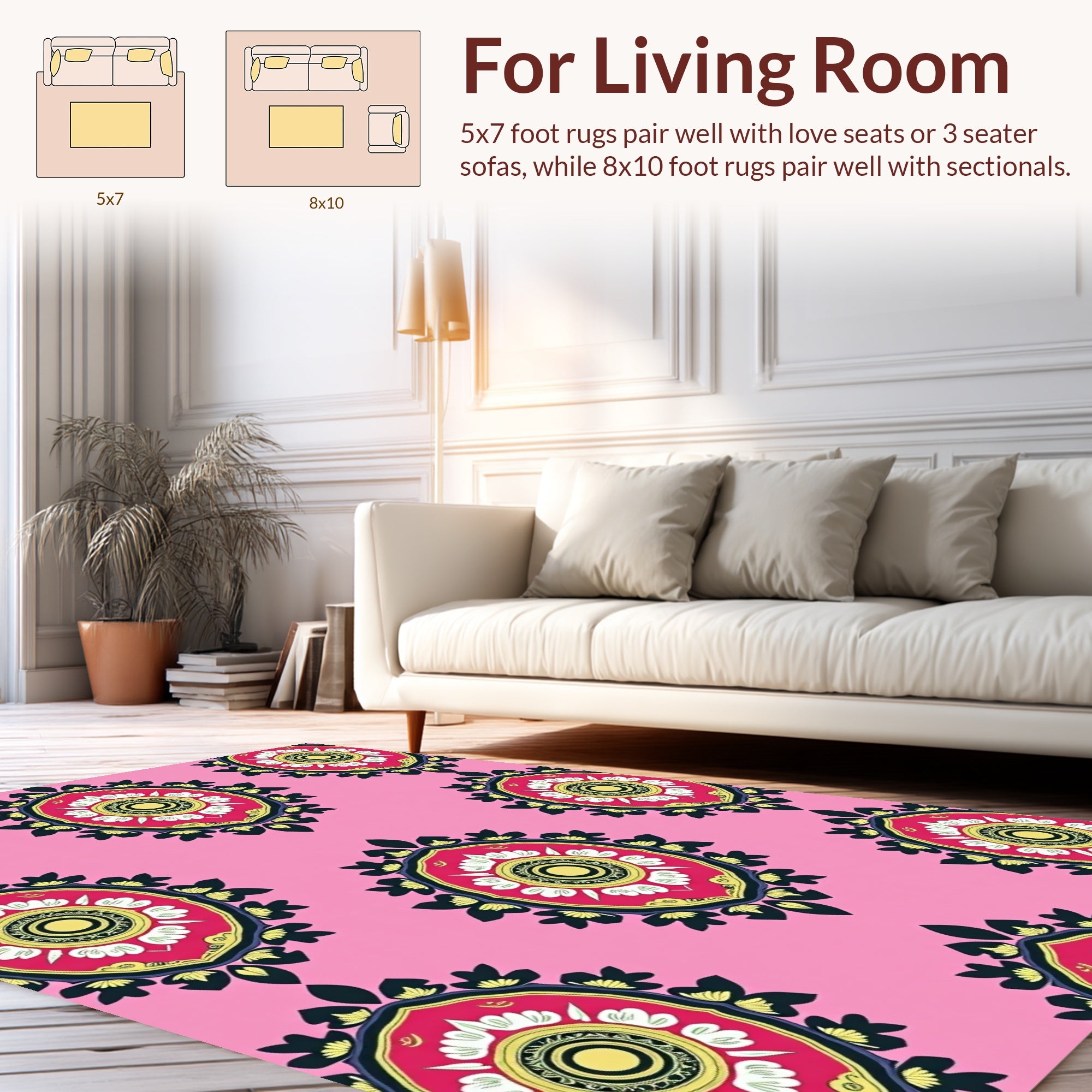 Pink Floral Medallion Pattern Rug