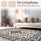Classic Black Floral Damask Rug