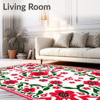 Red Floral Vine Pattern Rug