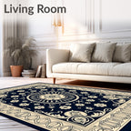 Floral Medallion Scroll Border Rug