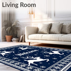 Winter Deer Snowflake Welcome Design Rug