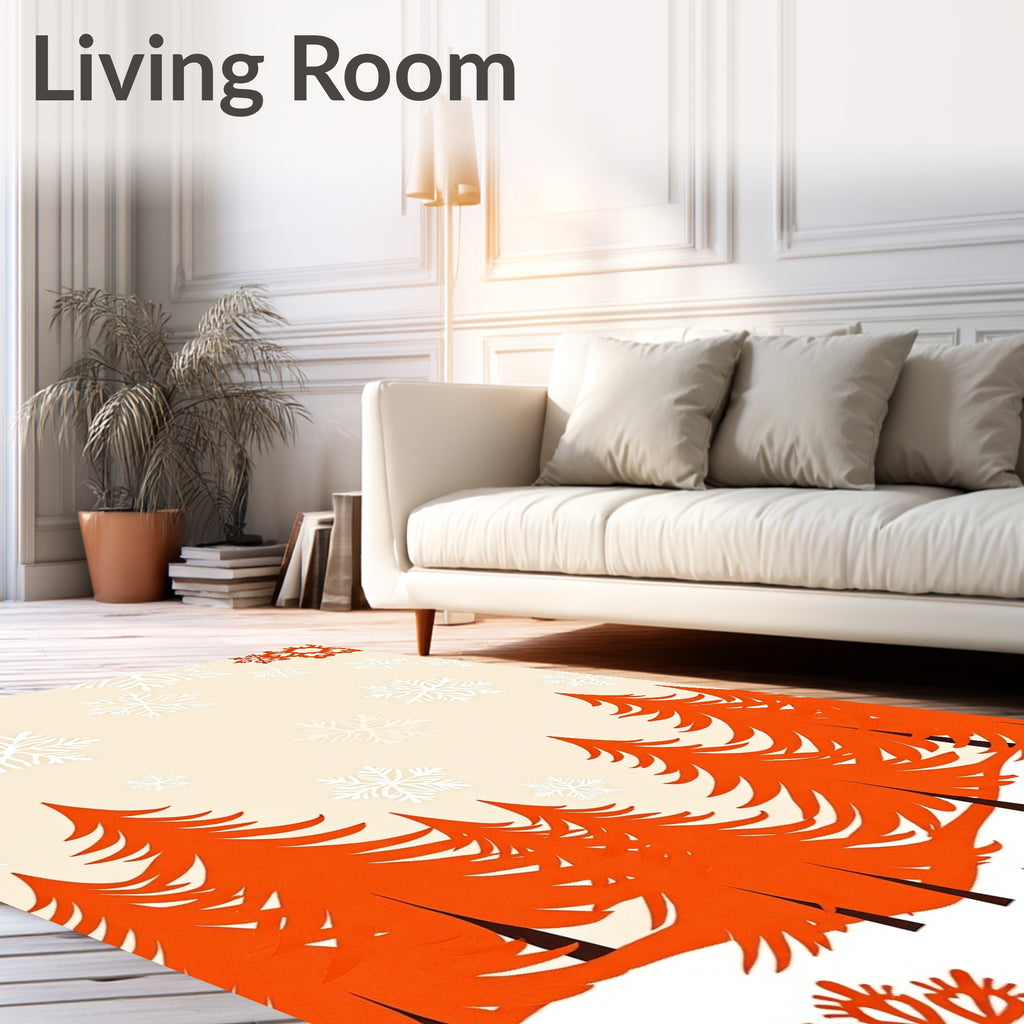 Winter Snowscape Tree Silhouette Rug