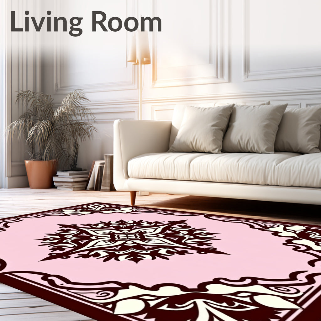 Elegant Brown Cream Floral Motif Rug