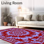 Red Floral Mandala Pattern Rug