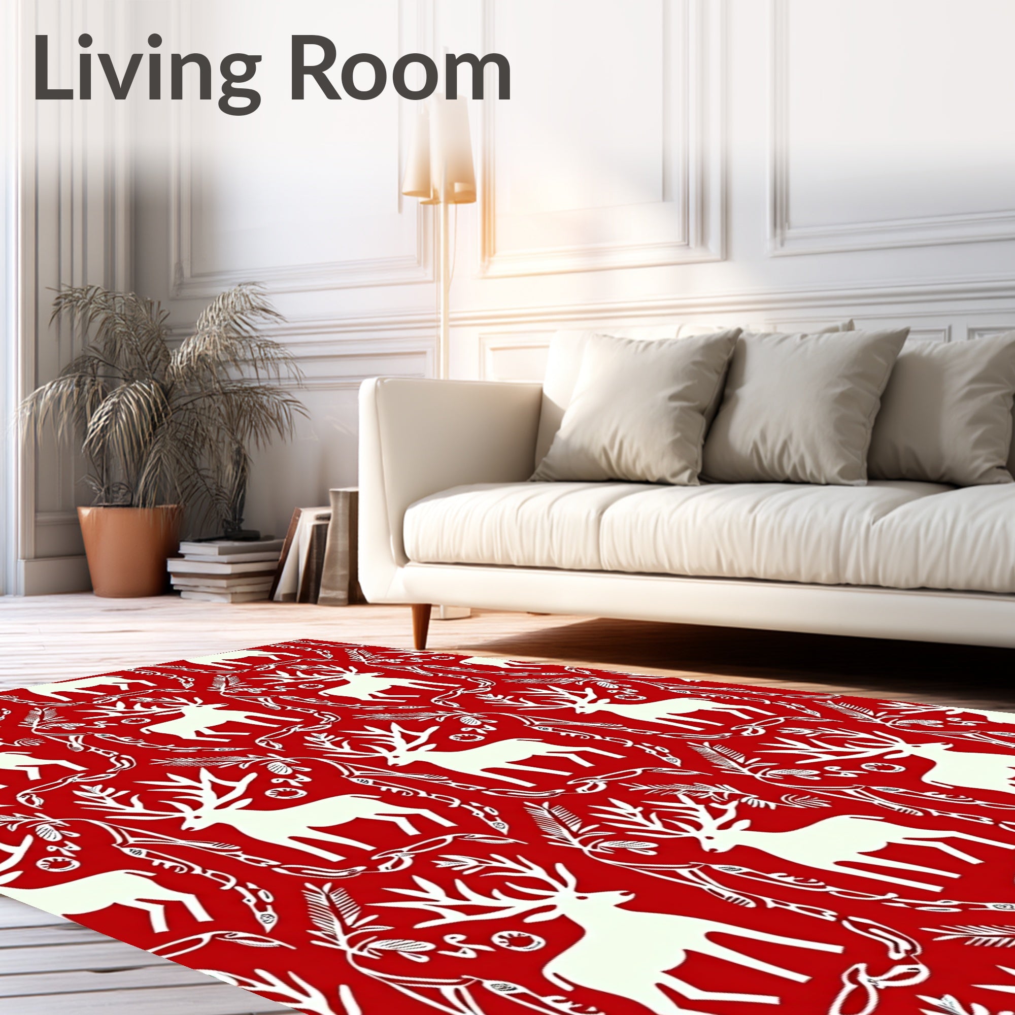 Vintage Forest Reindeer Pattern Design Rug