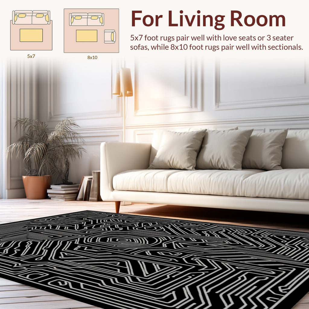 Circuit Board Pattern Geometric Rug