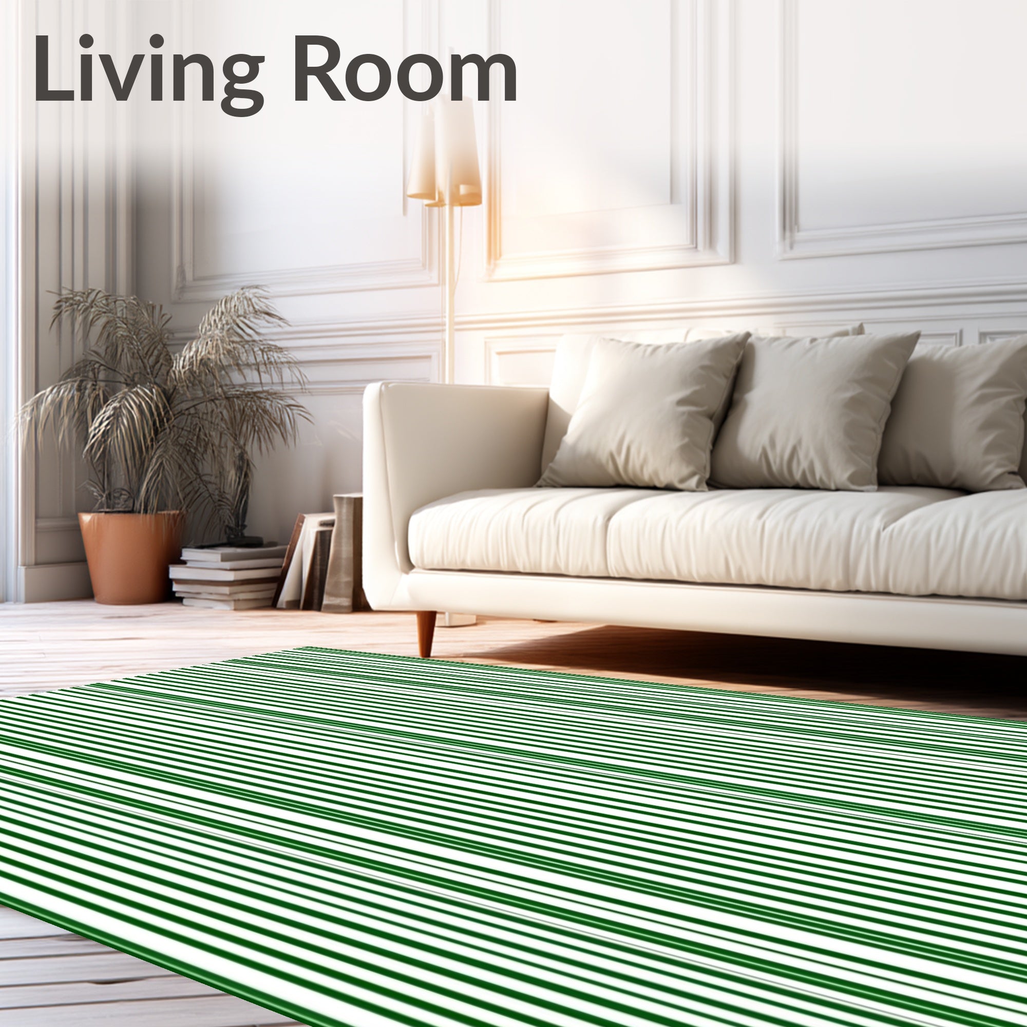 Modern Dark Green Stripe Pattern Rug