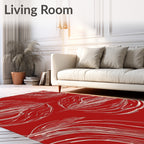 Red Abstract Swirl Pattern Rug
