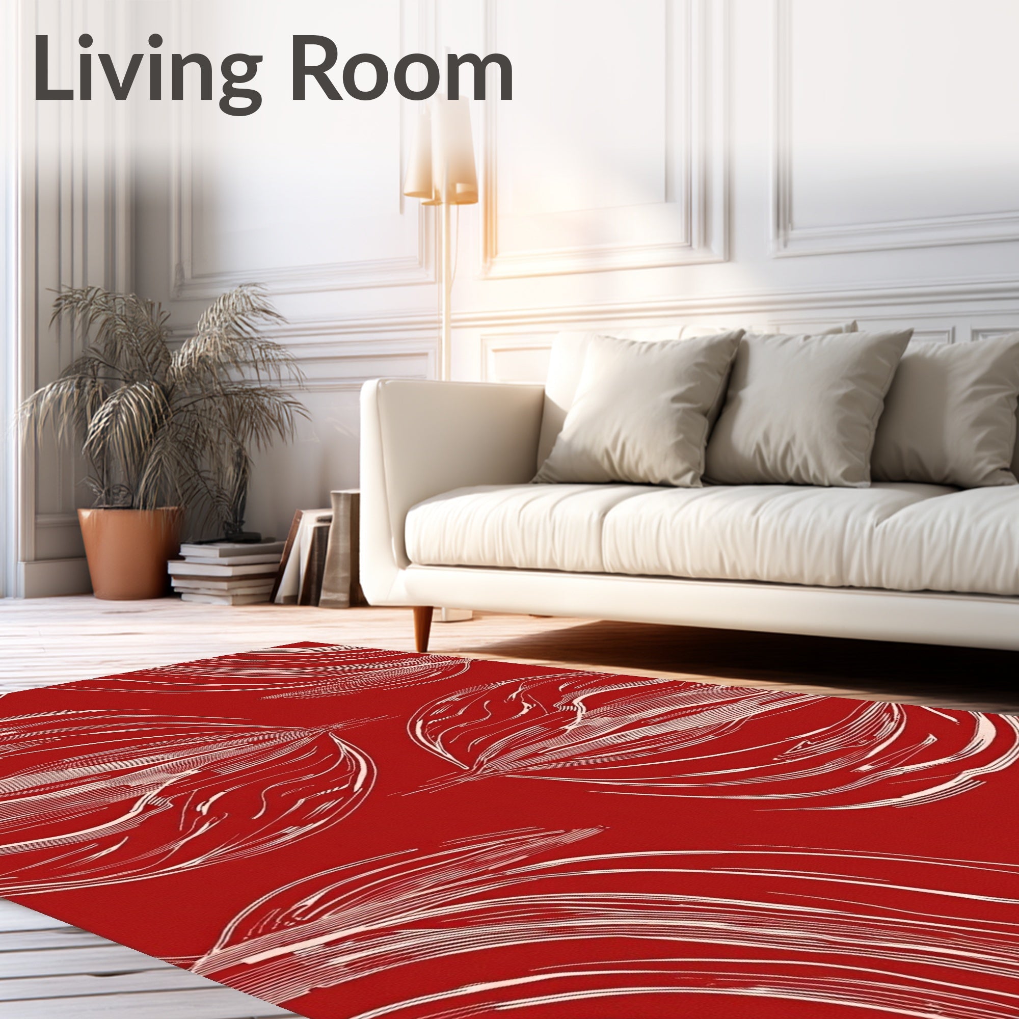 Red Abstract Swirl Pattern Rug