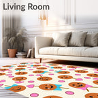 Cute Round Character Pattern Rug