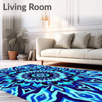 Radial Blue Aqua Pattern Rug