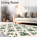 Dark Teal Floral Acanthus Scroll Rug