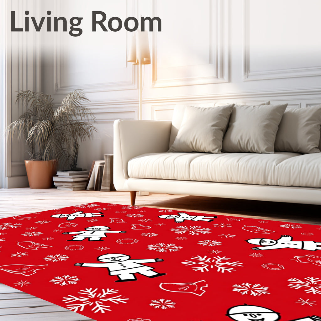 Winter Fun Snowman Snowflake Pattern Rug