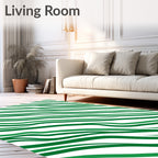 Dynamic Green Stripe Pattern Rug