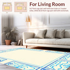 Blue Abstract Bordered Textile Design Rug
