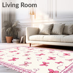 Pink Bows Swirls Pattern Rug