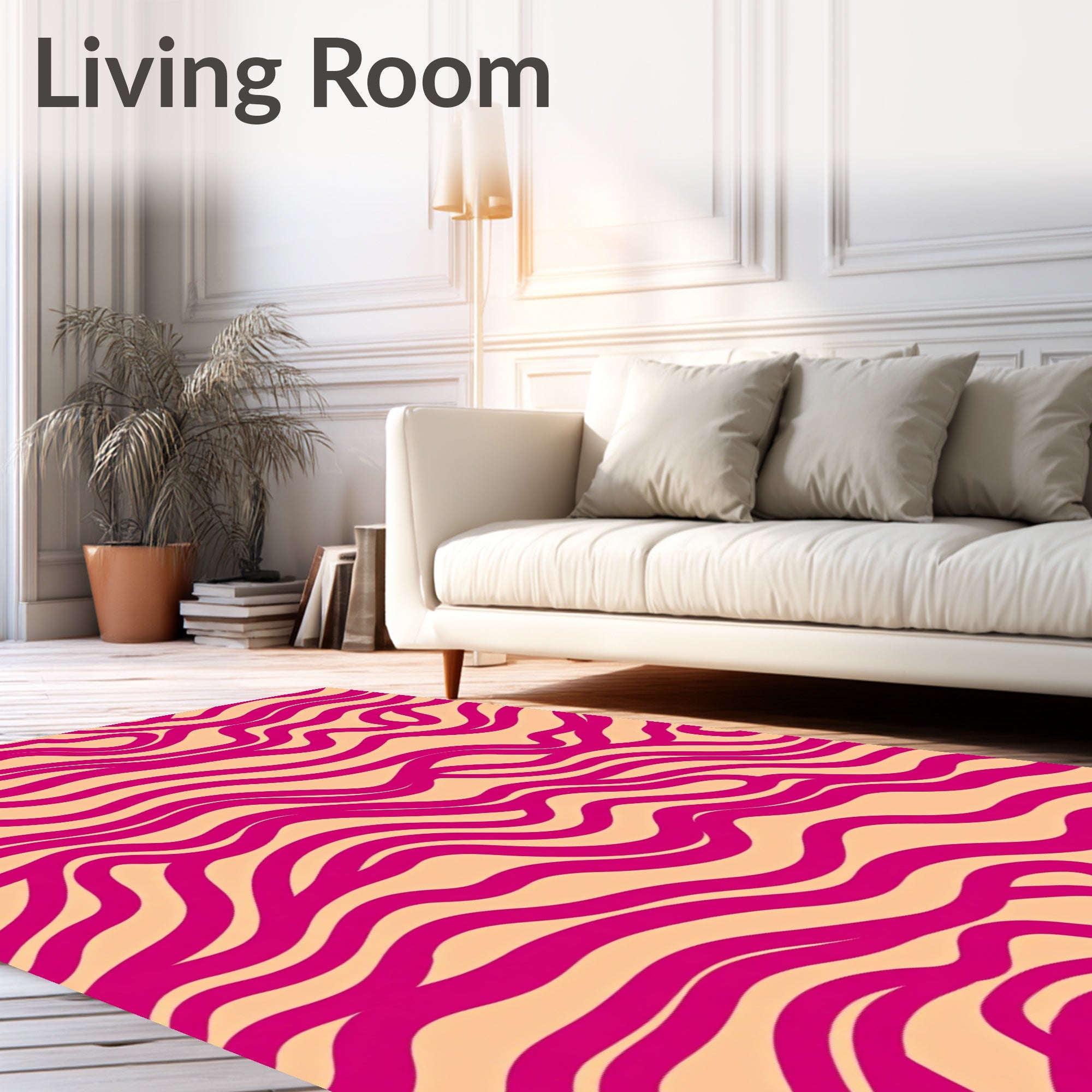 Vibrant Wavy Pink Organic Lines Rug