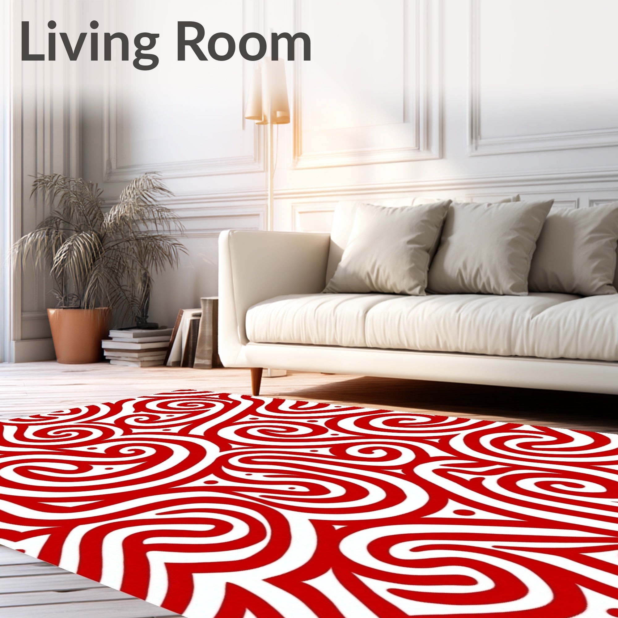 Crimson Curlicues Abstract Rug