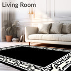 Ornate Black Cream Border Delight Rug