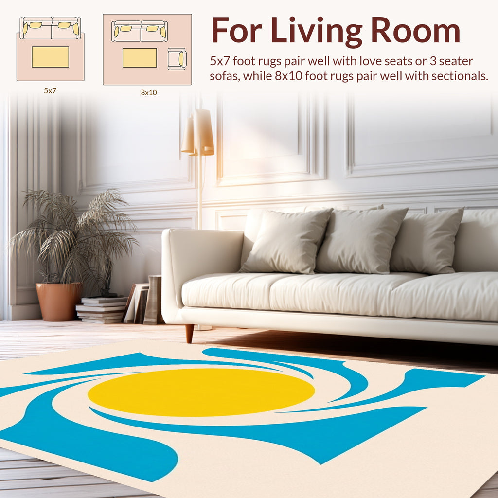 Vibrant Swirl Sun Abstract Design Rug