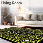Gothic Yellow Skeleton Dancing Border Rug